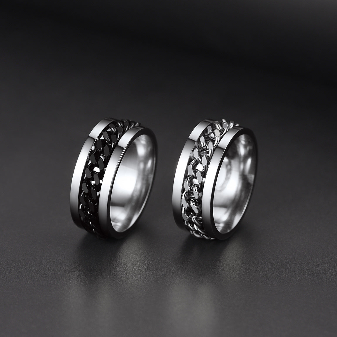 FaithHeart Cuban Chain Fidget Ring for Anxiety for Men FaithHeart