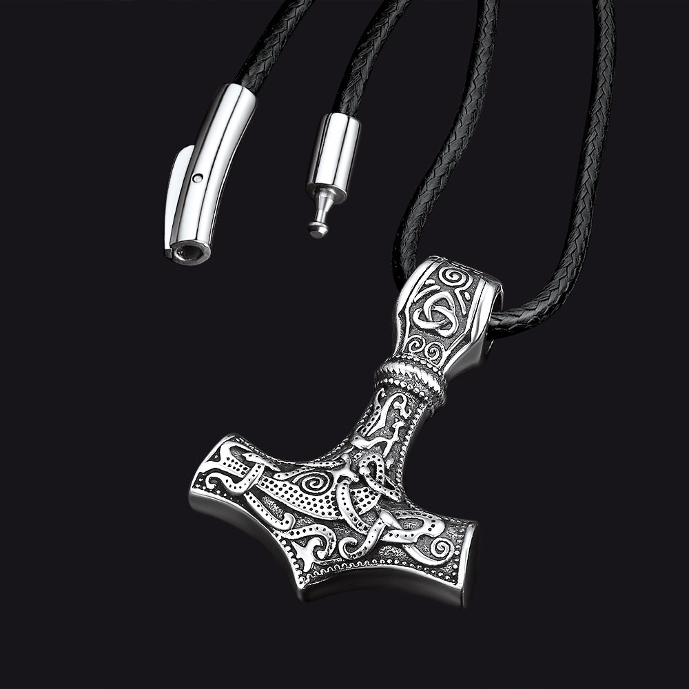 FaithHeart Viking Thor's Hammer Necklace Mjolnir Necklace for Men FaithHeart