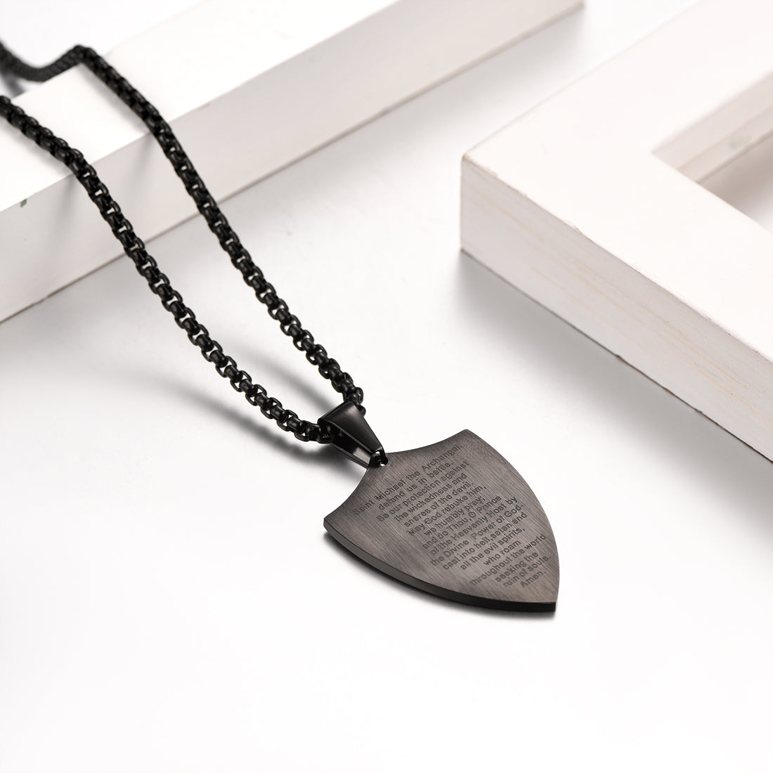 FaithHeart Saint Michael Necklace Shield Archangel Protection Pendant For Men FaithHeart