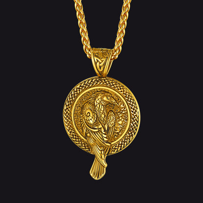 FaithHeart Viking Odin's Raven Necklace Pendant with Chain for Men FaithHeart