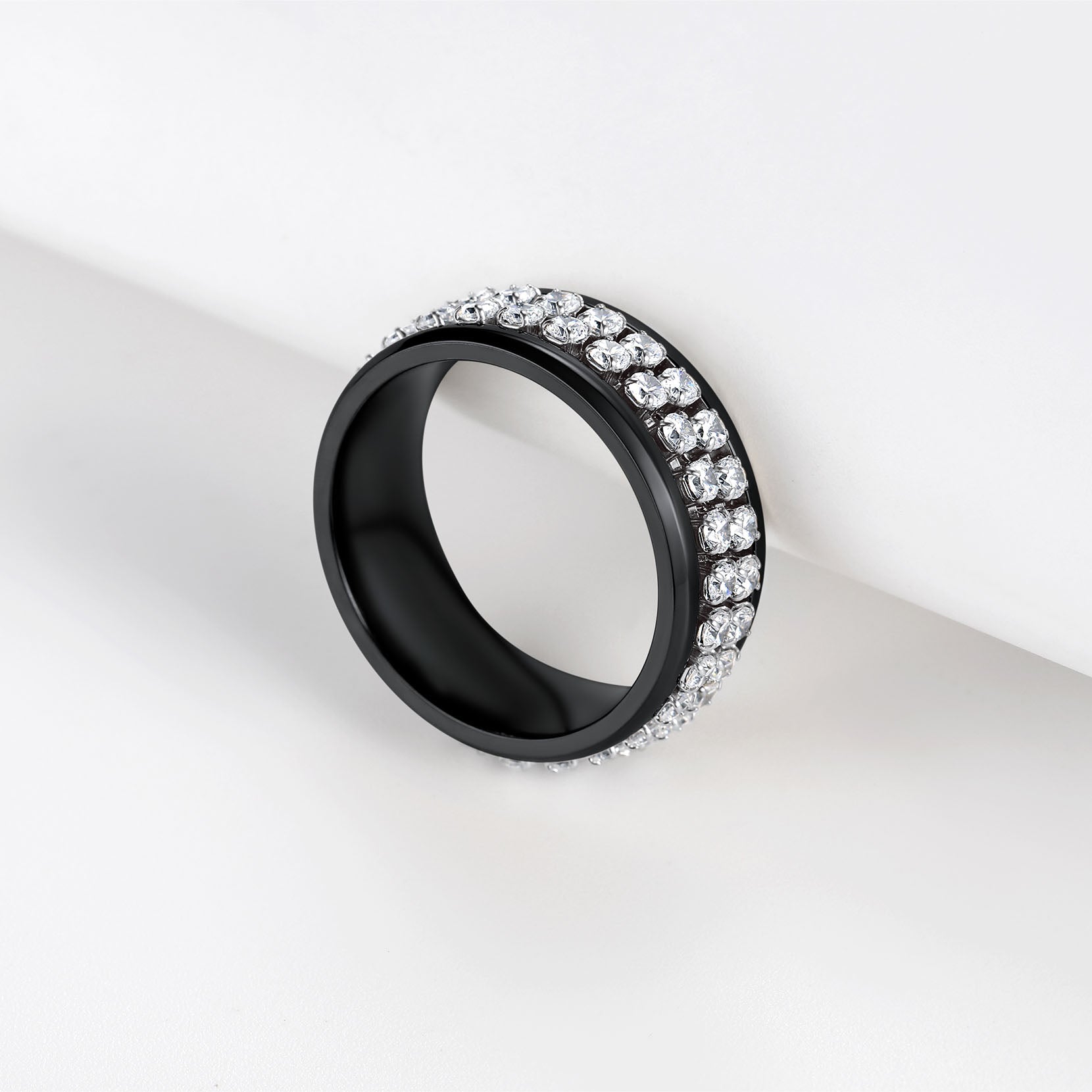 FaithHeart Cubic Zirconia Fidget Band Ring Rotatable Ring for Men FaithHeart