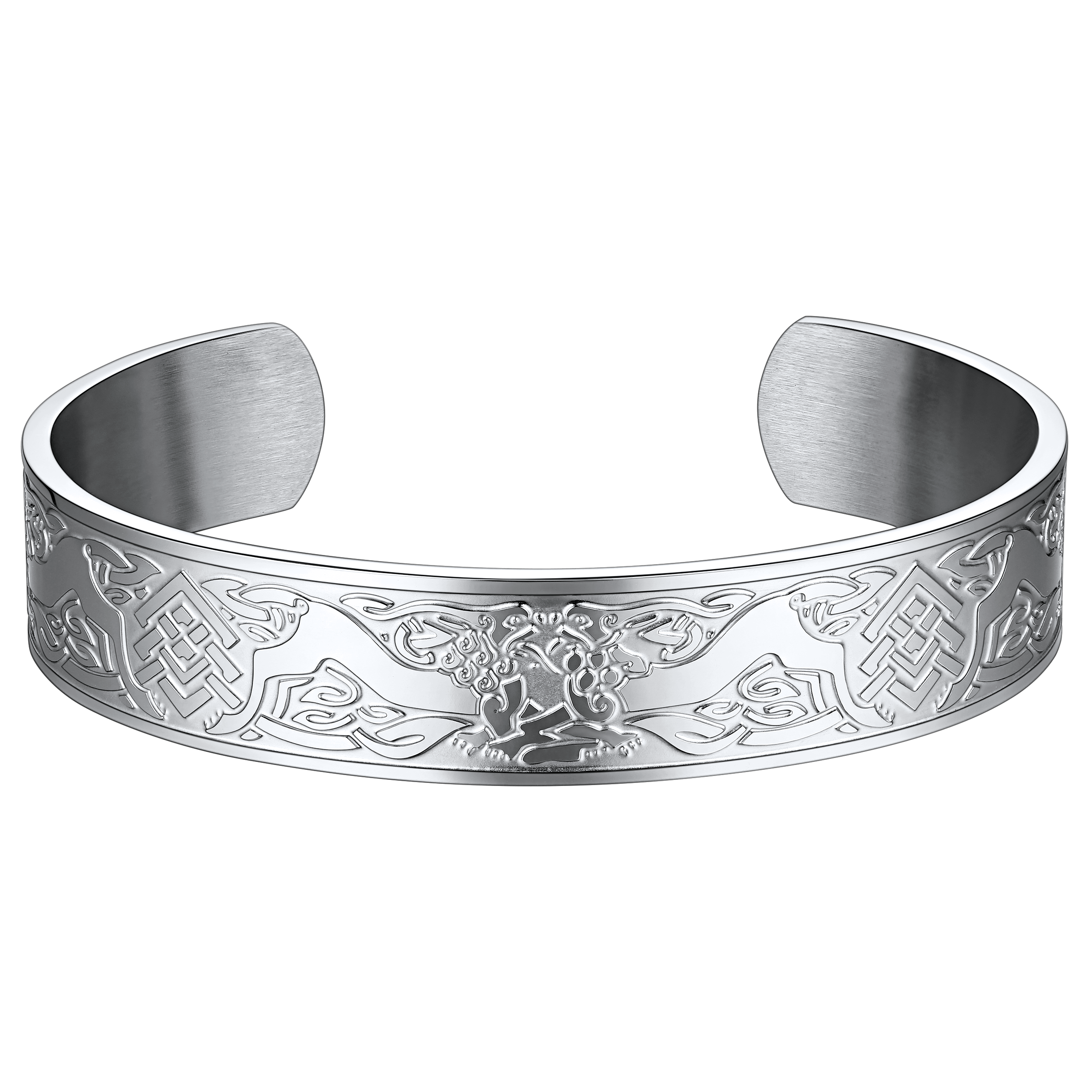 FaithHeart Viking Celtic Wolf Bangles Cuff Bracelet for Men FaithHeart