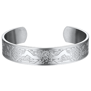 FaithHeart Viking Celtic Wolf Bangles Cuff Bracelet for Men FaithHeart