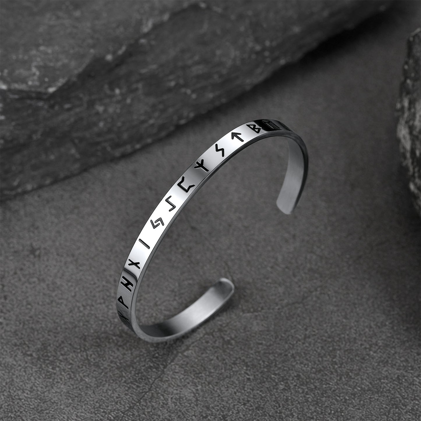 FaithHeart Norse Viking Runes Cuff Bracelet For Men FaithHeart