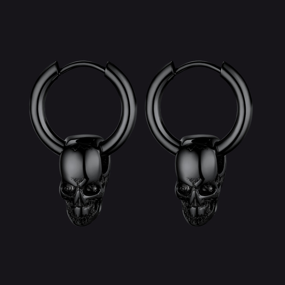 FaithHeart Gothic Skull Hoop Dangle Earrings For Men FaithHeart