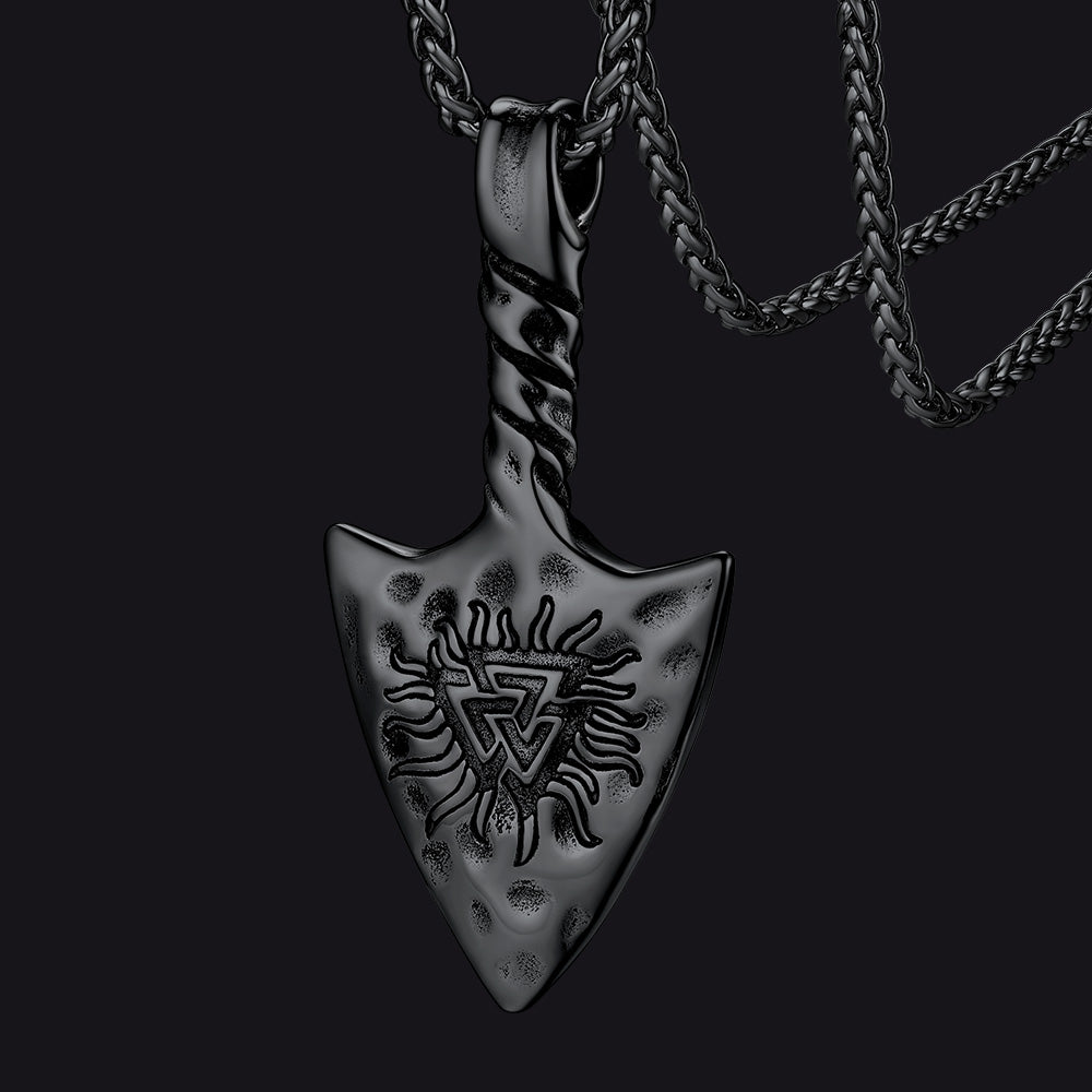 FaithHeart Viking Gungnir Necklace with Valknut for Men FaithHeart