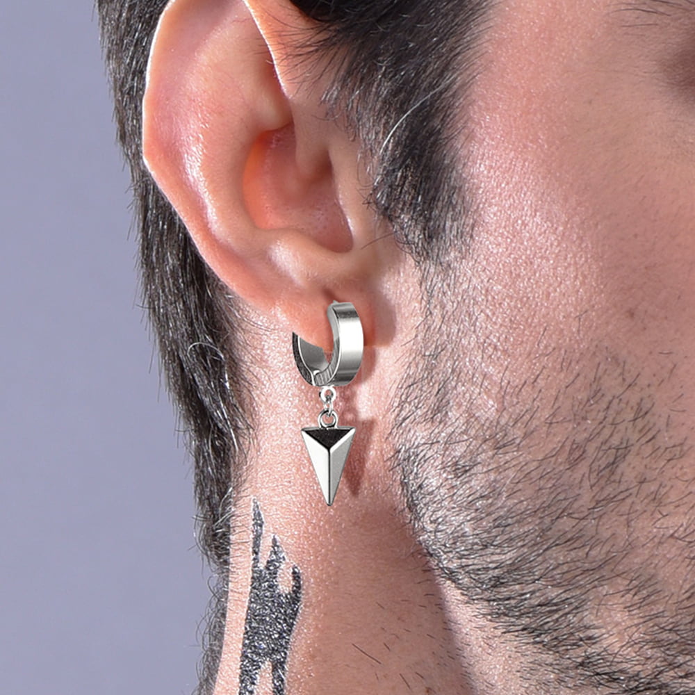 FaithHeart Triangle Dangle Earrings For Men Stainless Steel FaithHeart