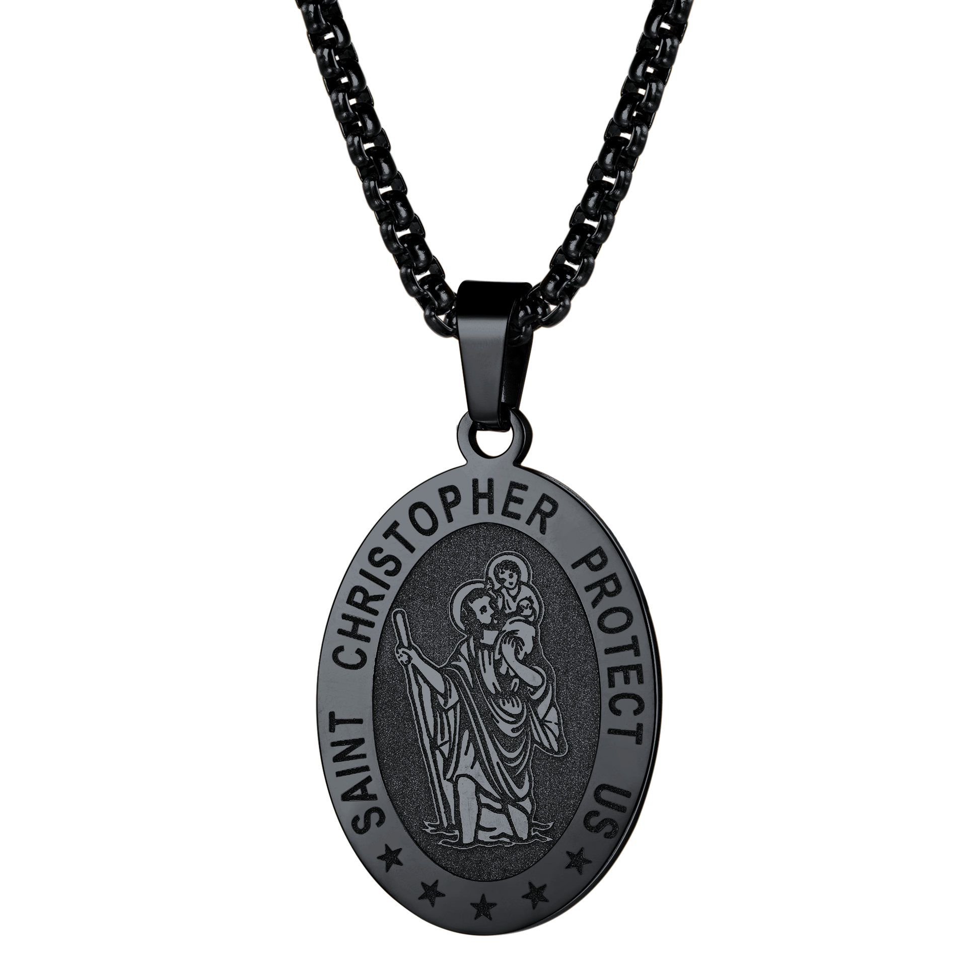 FaithHeart Oval Christian Saint Christopher Protection Necklace For Men FaithHeart