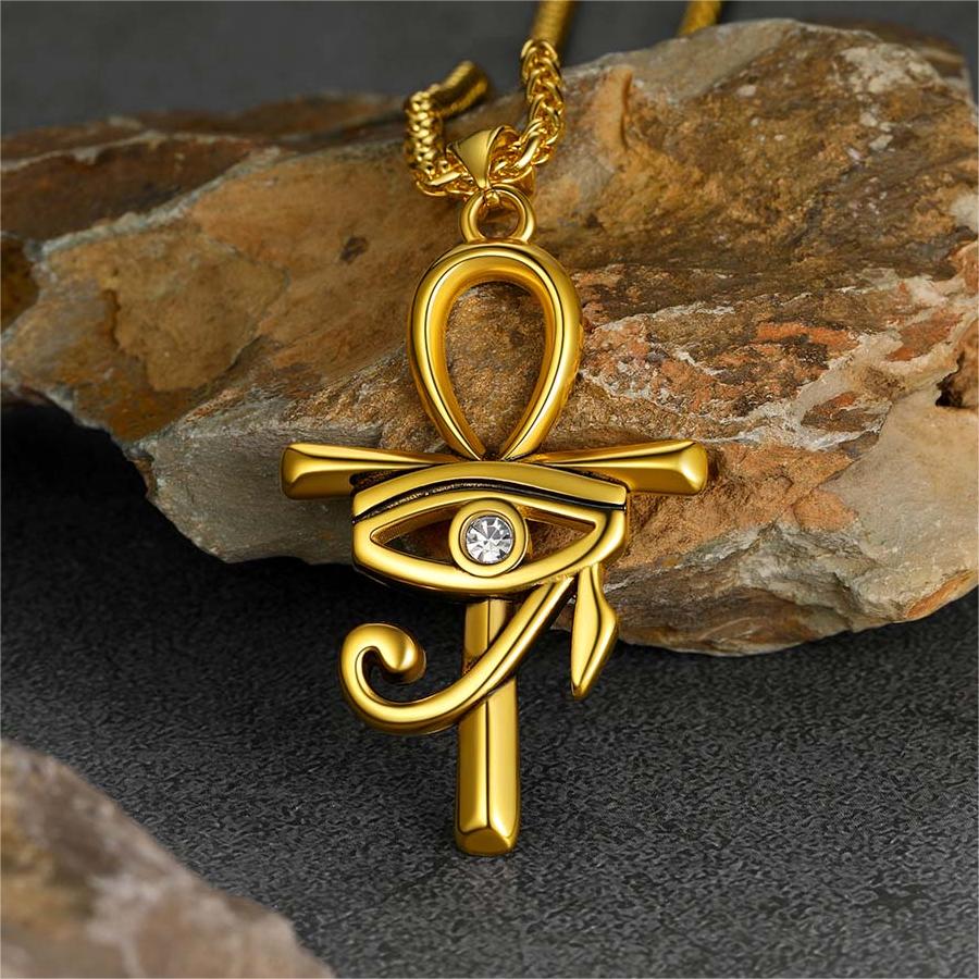 FaithHeart Egyptian Eye of Horus Ankh Cross Necklace Pendant For Men FaithHeart