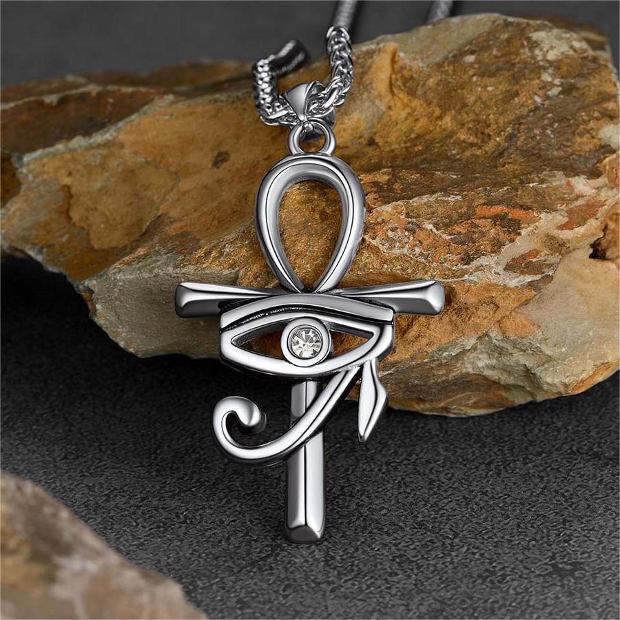 FaithHeart Egyptian Eye of Horus Ankh Cross Necklace Pendant For Men FaithHeart