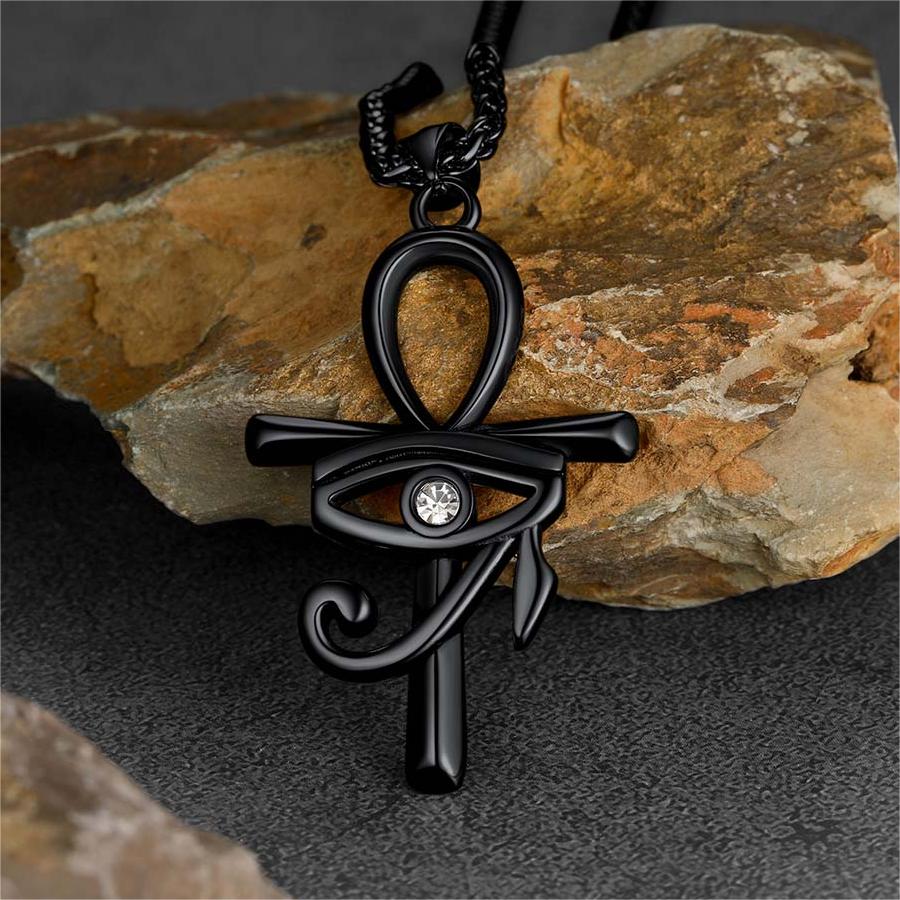 FaithHeart Egyptian Eye of Horus Ankh Cross Necklace Pendant For Men FaithHeart