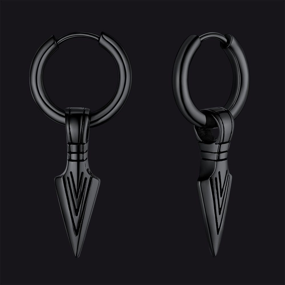Viking Earrings – Arrowhead Spear Gungnir Drop Hoop Earrings