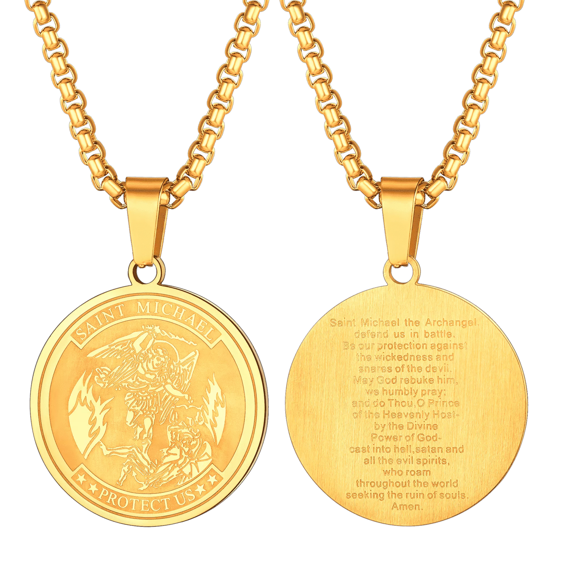 FaithHeart St. Michael Coin Necklace Medal Protection Pendant FaithHeart