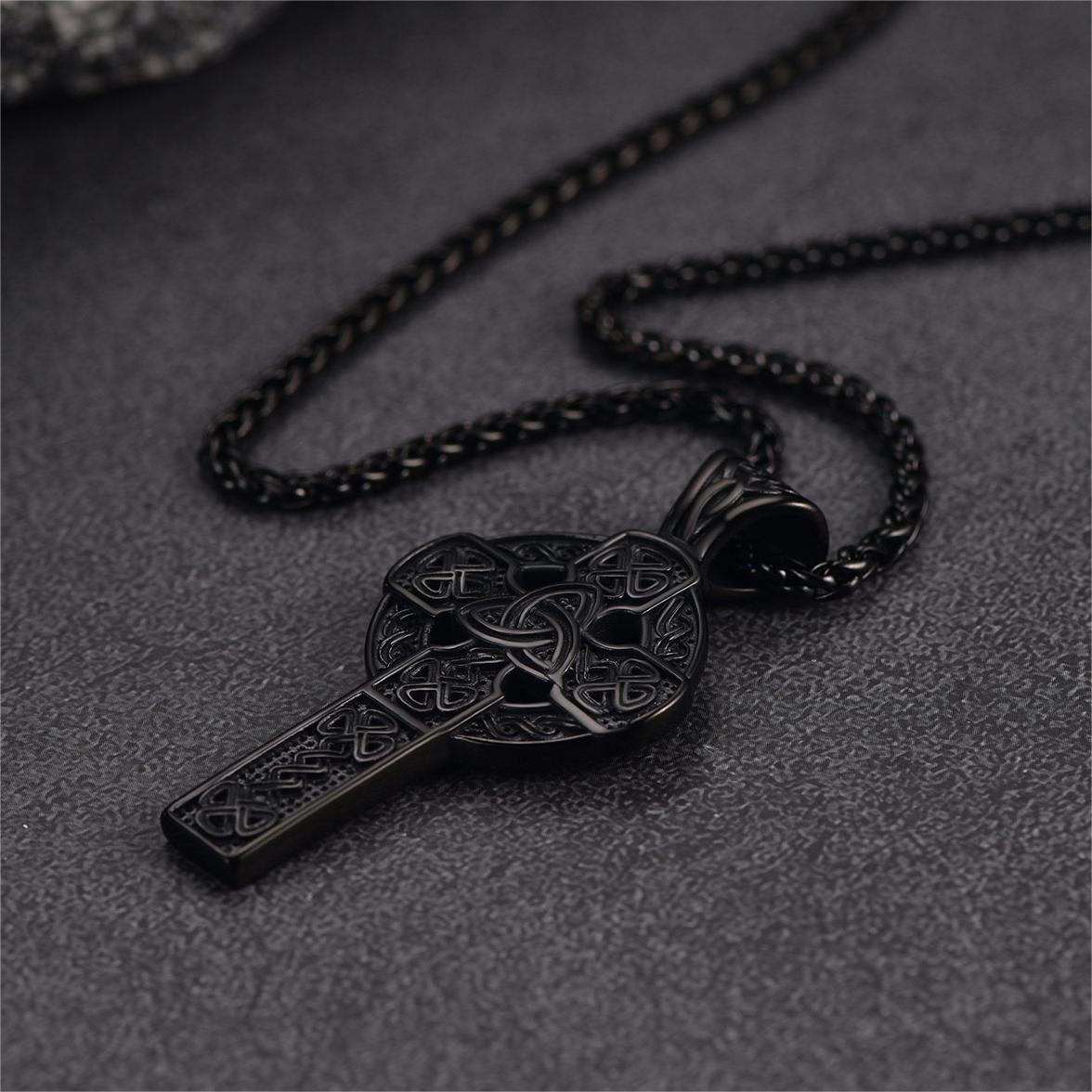 FaithHeart Irish Celtic Knot Cross Necklace For Men FaithHeart