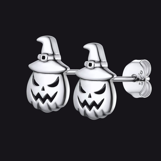 FaithHeart Halloween Earrings Pumpkin Stud Earrings Sterling Silver FaithHeart