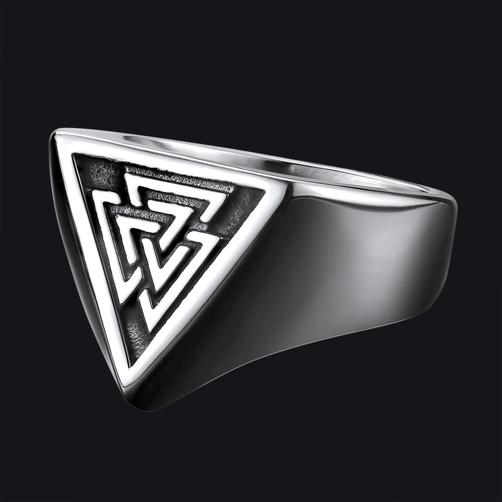 FaithHeart Viking Valknut Triangle Ring for Men FaithHeart