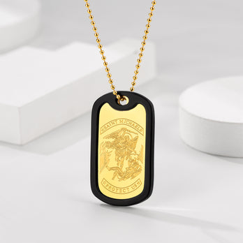 FaithHeart Military Saint Michael Necklace Dog Tag for Men FaithHeart