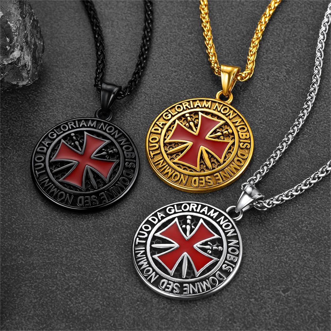 FaithHeart Knights Templar Cross Medallion Necklace For Men FaithHeart