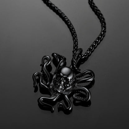 FaithHeart Gothic Octopus Skull Necklace For Men FaithHeart