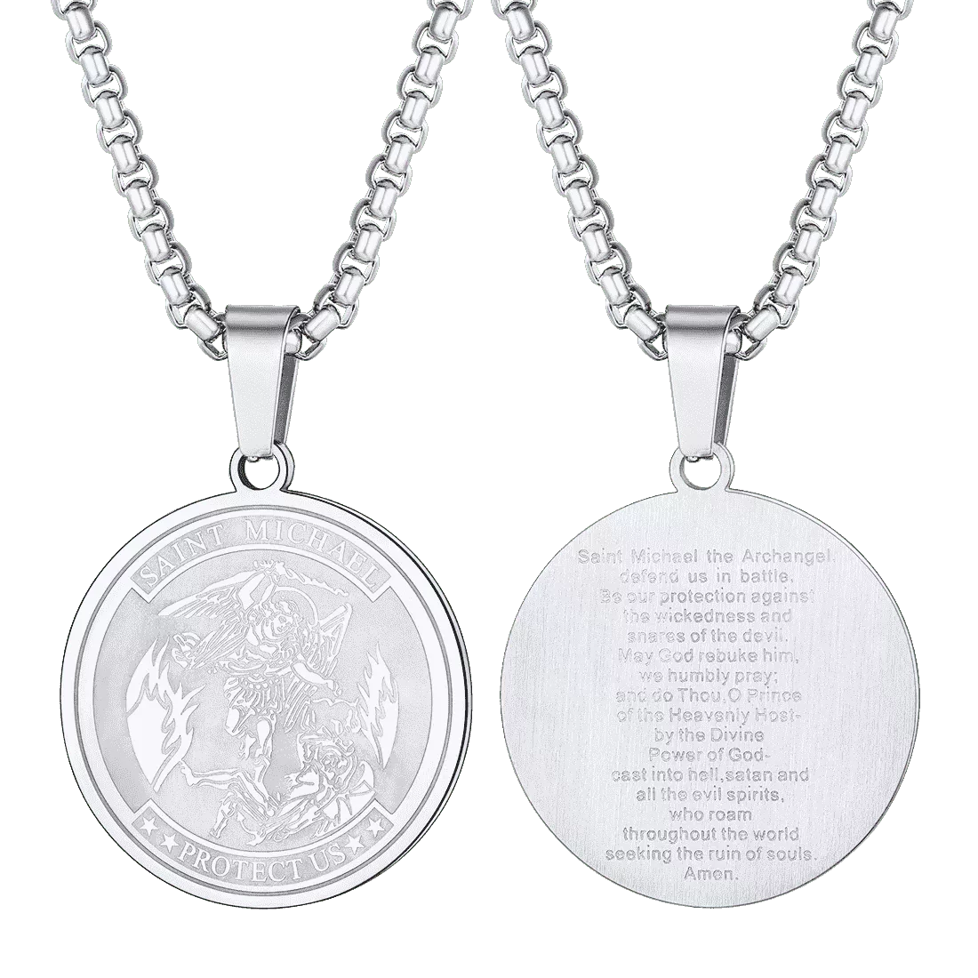 St. Michael Coin Necklace Medal Protection Pendant