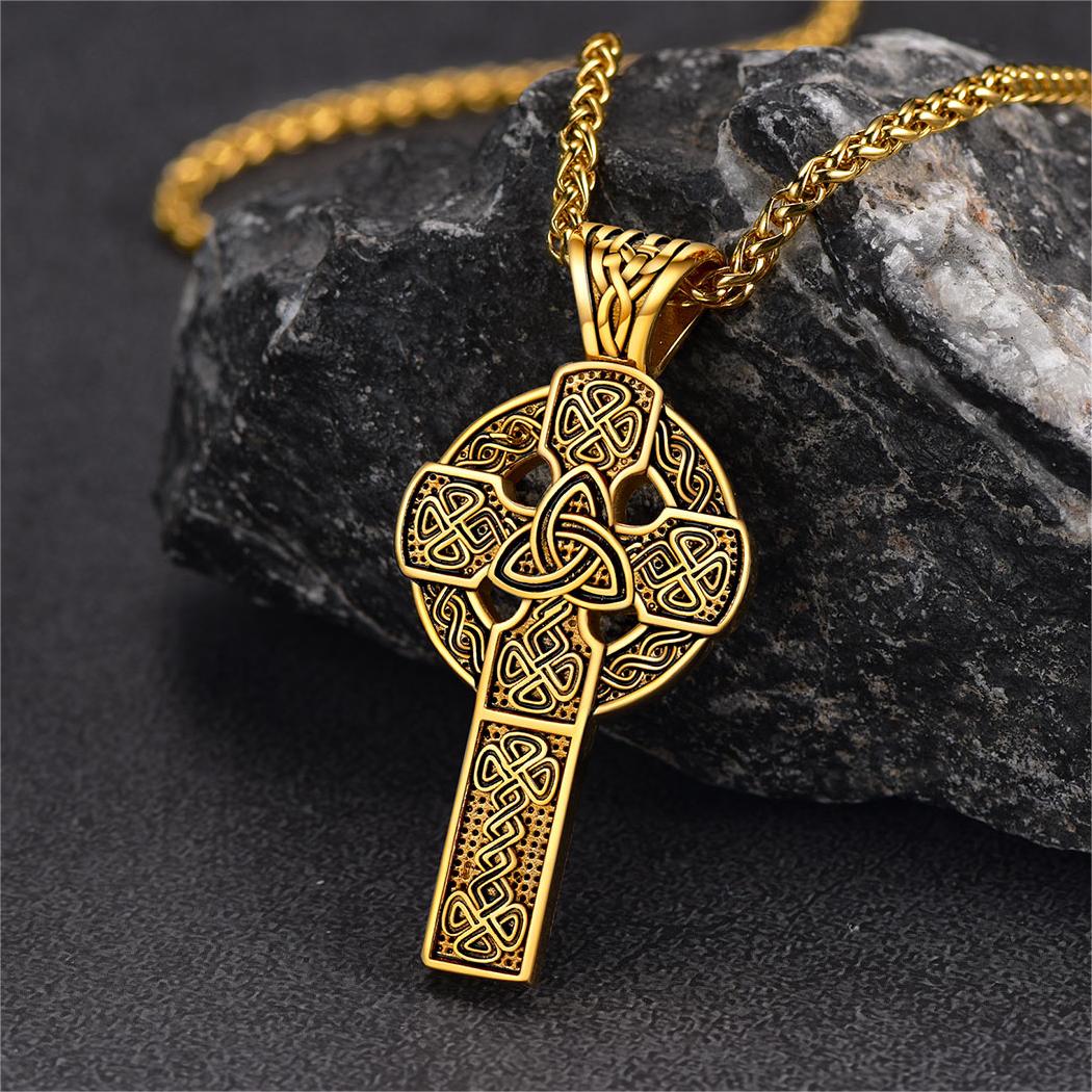 FaithHeart Irish Celtic Knot Cross Necklace For Men FaithHeart