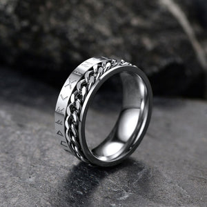 FaithHeart Viking Rune Chain Spinner Anxiety Ring for Men FaithHeart