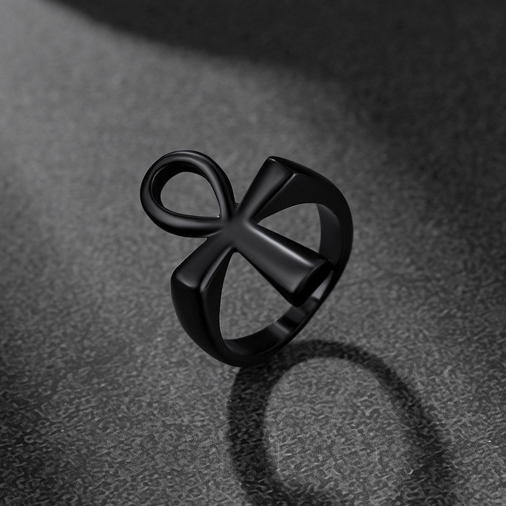 FaithHeart Egyptian Ankh Cross Ring Stainless Steel Ring for Men FaithHeart
