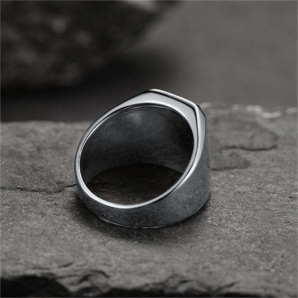 FaithHeart Black Onyx Stone Ring Signet Ring For Men FaithHeart