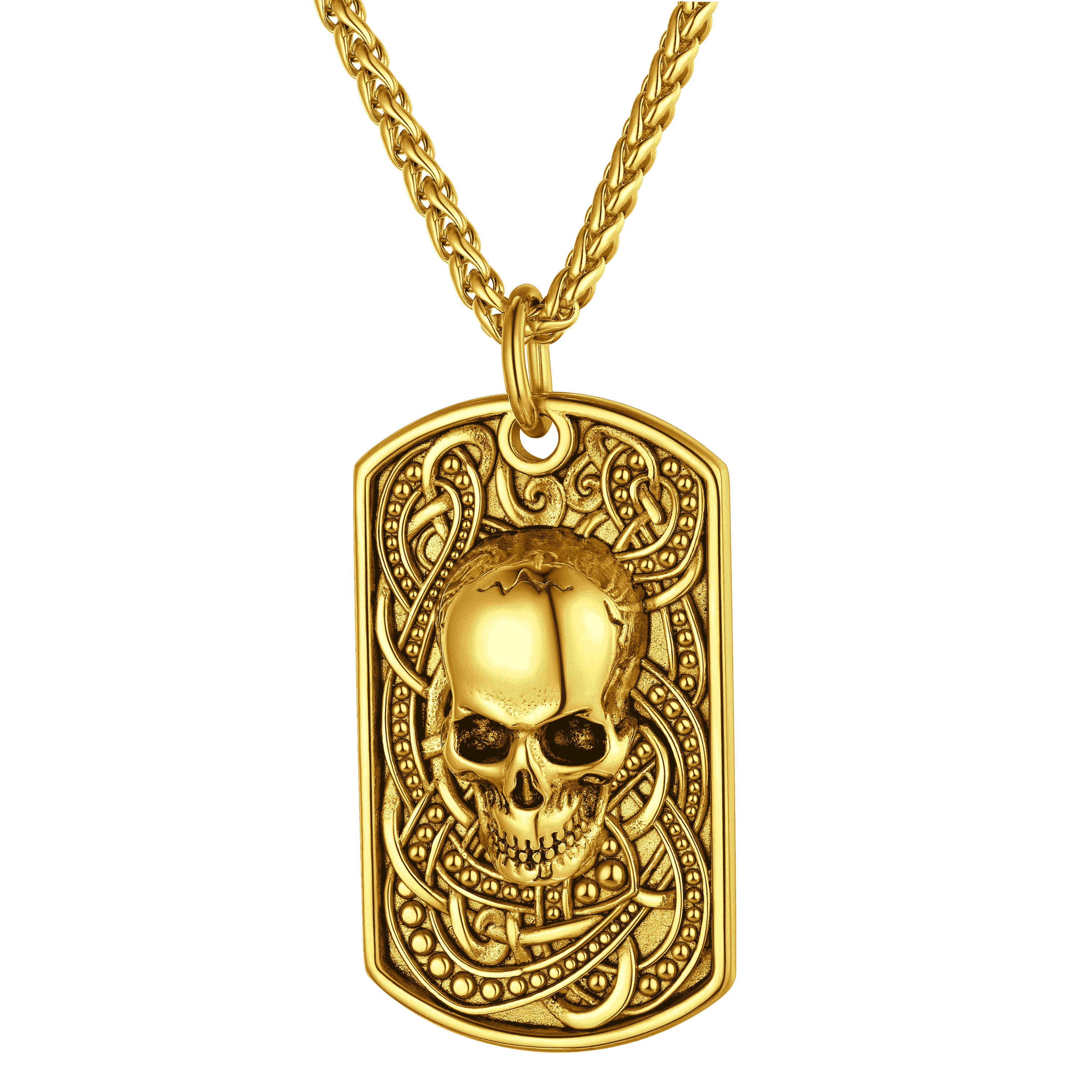 FaithHeart Custom Gothic Skull Dog Tag Pendant Necklace For Men FaithHeart