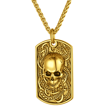 FaithHeart Custom Gothic Skull Dog Tag Pendant Necklace For Men FaithHeart