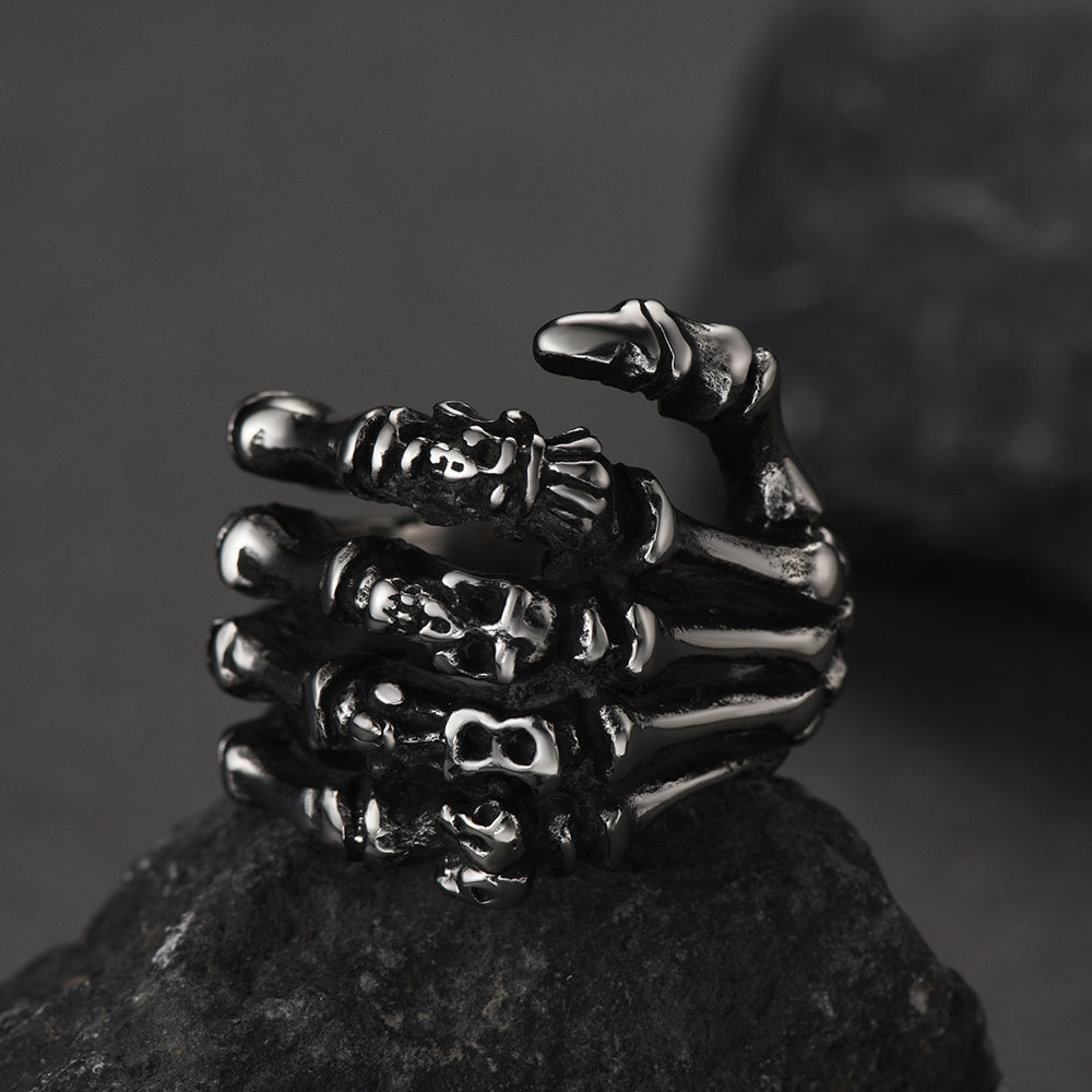 FaithHeart Gothic Skull Skeleton Finger Claw Ring for Men FaithHeart