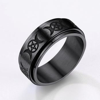 FaithHeart Moon And Star Fidget Ring for Anxiety Stainless Steel FaithHeart