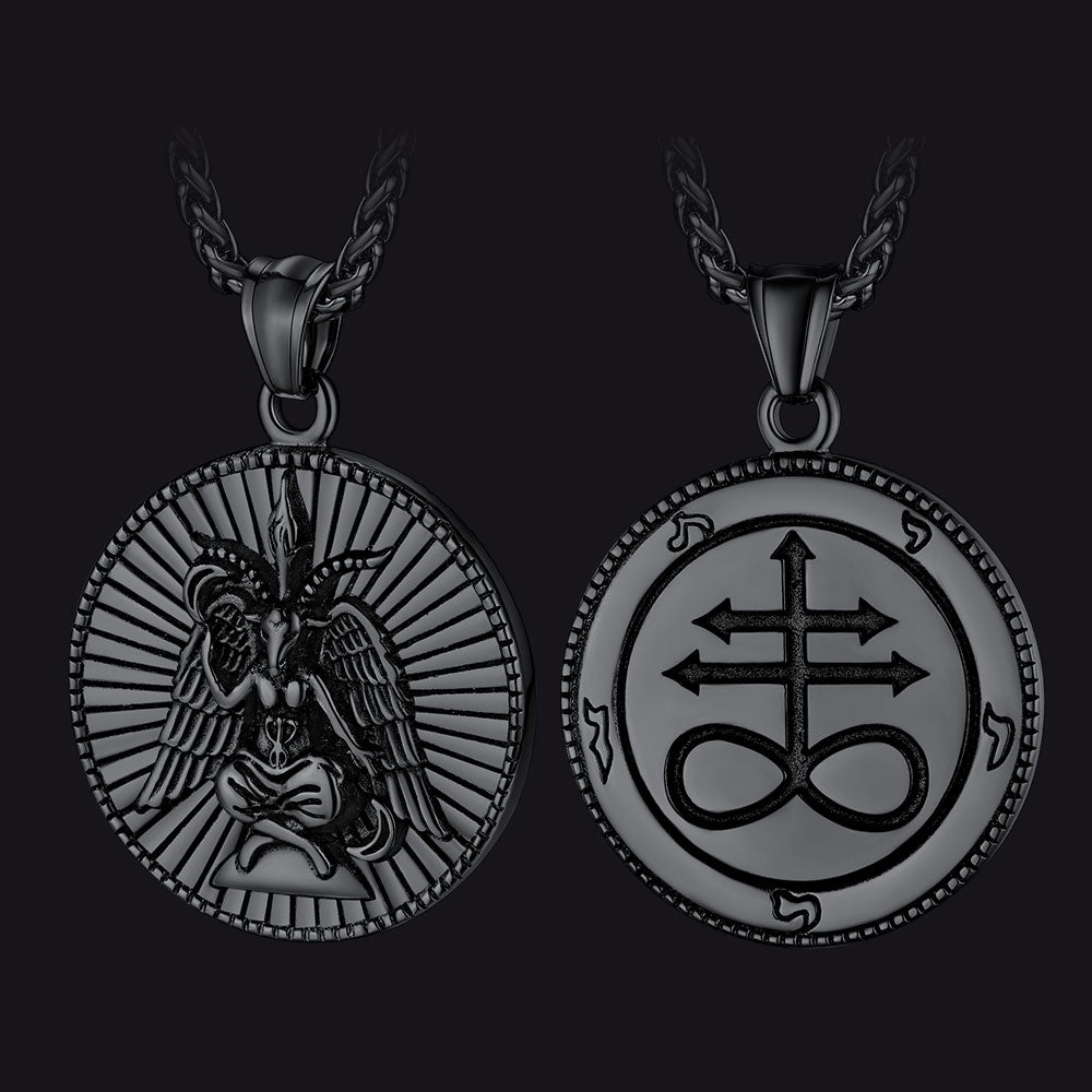 FaithHeart Baphomet Satanic Goat Leviathan Cross Necklace for Men FaithHeart