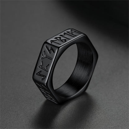 FaithHeart Viking Hexagon Runes Ring For Men FaithHeart