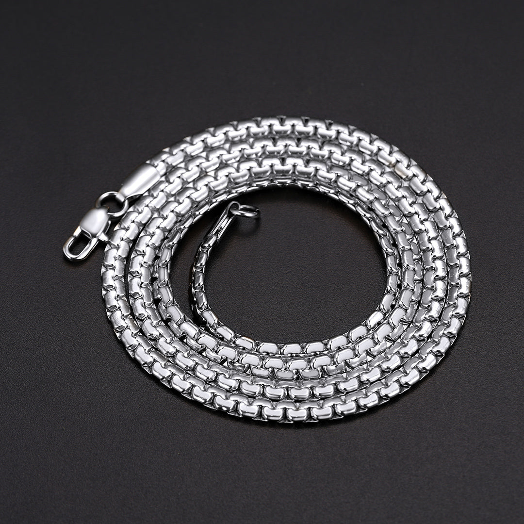 FaithHeart Flat Box Chain Necklace for Men Women FaithHeart