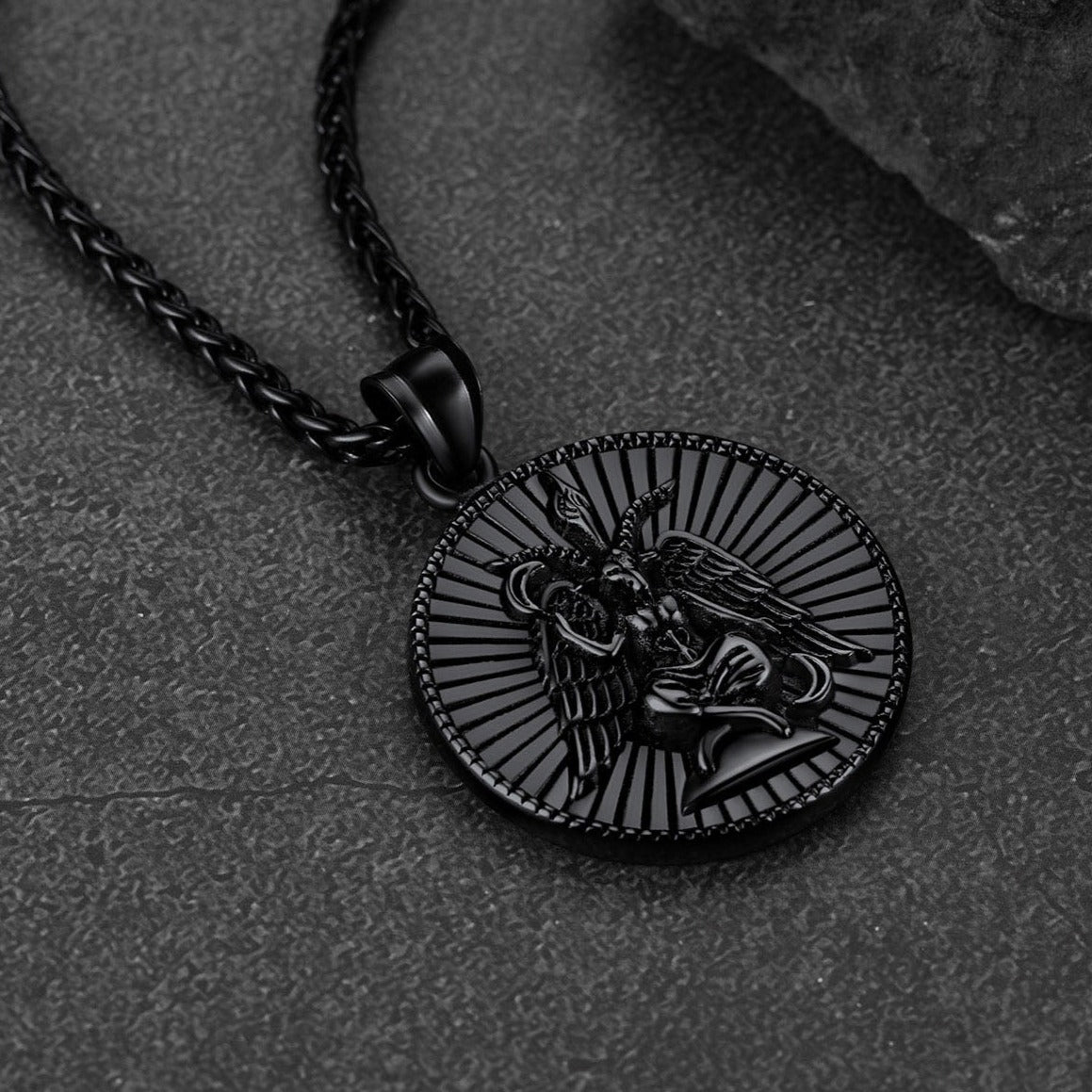 FaithHeart Baphomet Satanic Goat Leviathan Cross Necklace for Men FaithHeart