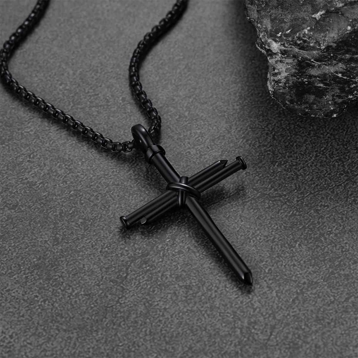 FaithHeart Christian Nail Cross Necklace For Men FaithHeart