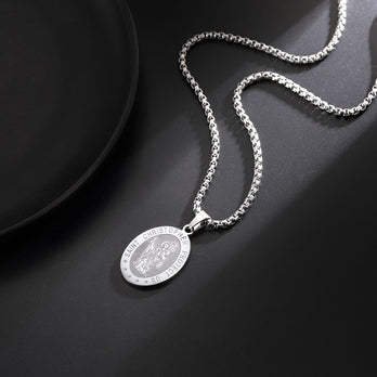 FaithHeart Oval Christian Saint Christopher Protection Necklace For Men FaithHeart