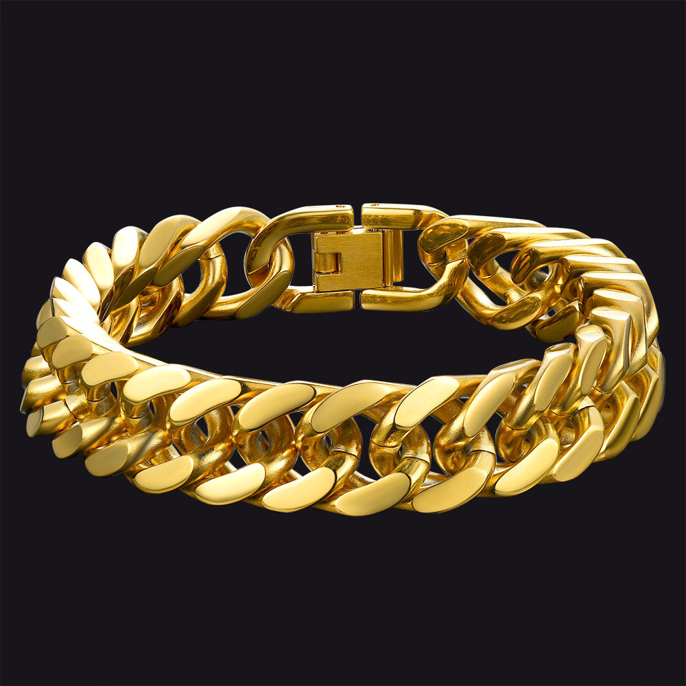 FaithHeart Miami Cuban Link Bracelet for Men, 8/12/17mm Width FaithHeart