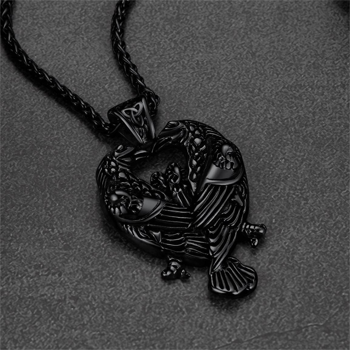FaithHeart Viking Odin's Ravens Necklace Huginn and Muninn Pendant FaithHeart