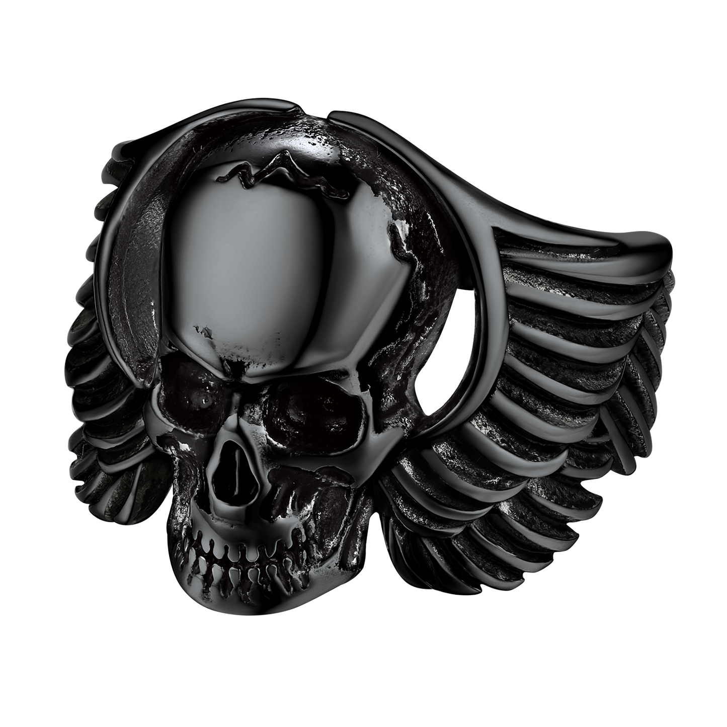 FaithHeart Biker Wings Skull Ring for Men Stainless Steel FaithHeart