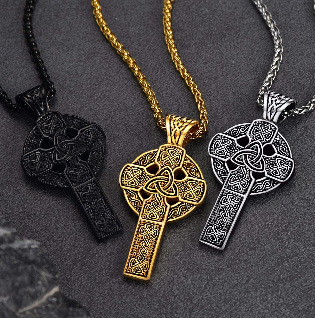 FaithHeart Irish Celtic Knot Cross Necklace For Men FaithHeart