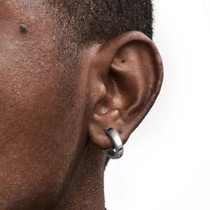 FaithHeart Sterling Silver Basic Huggie Hoop Earrings For Men FaithHeart