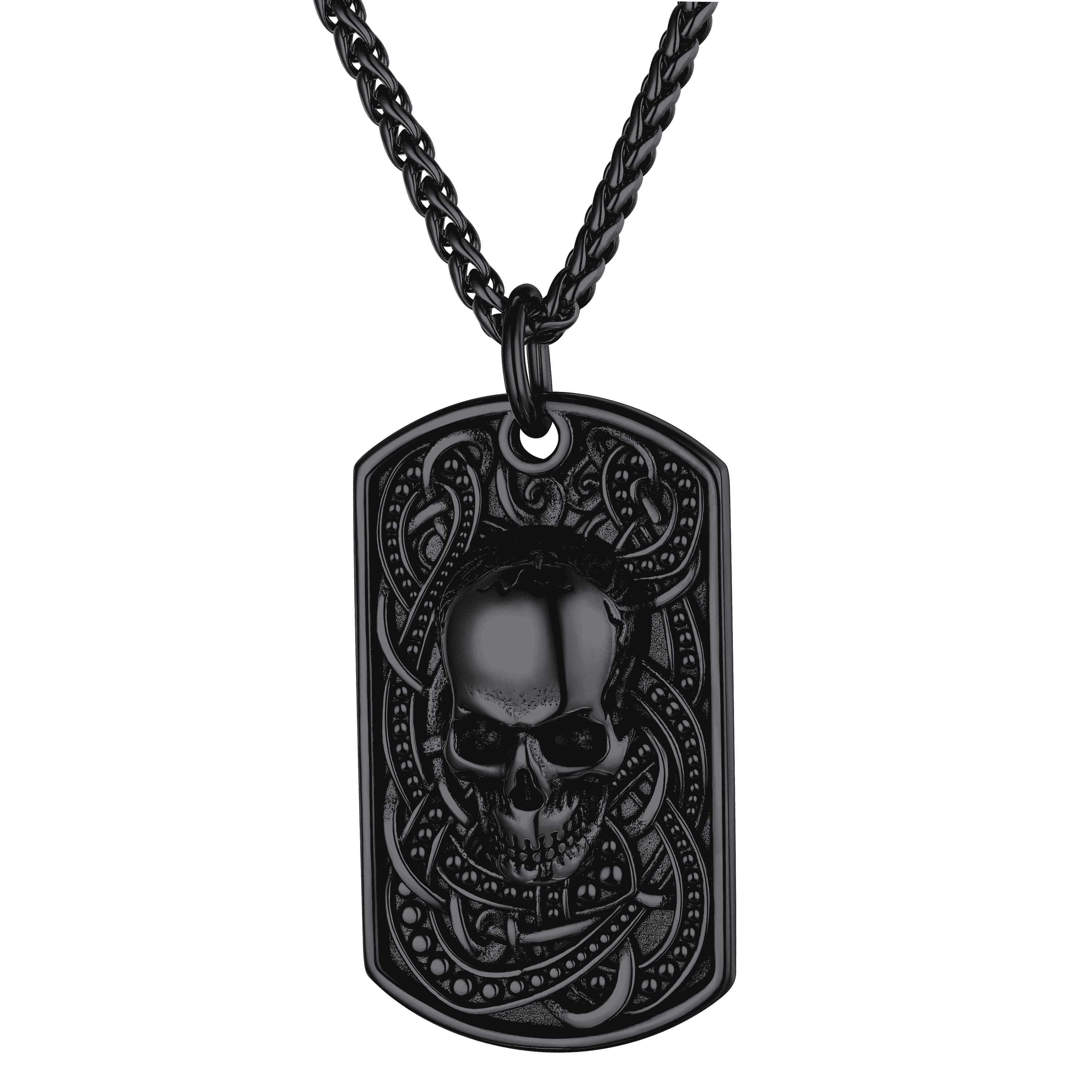 FaithHeart Custom Gothic Skull Dog Tag Pendant Necklace For Men FaithHeart