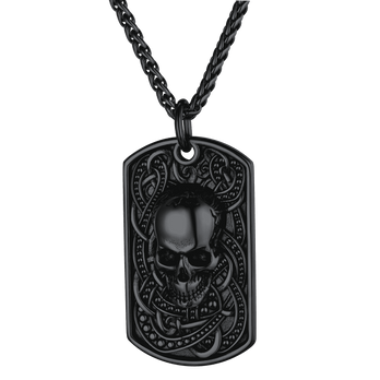 FaithHeart Custom Gothic Skull Dog Tag Pendant Necklace For Men FaithHeart