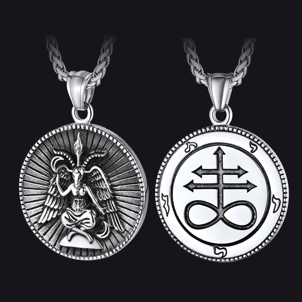 FaithHeart Baphomet Satanic Goat Leviathan Cross Necklace for Men FaithHeart