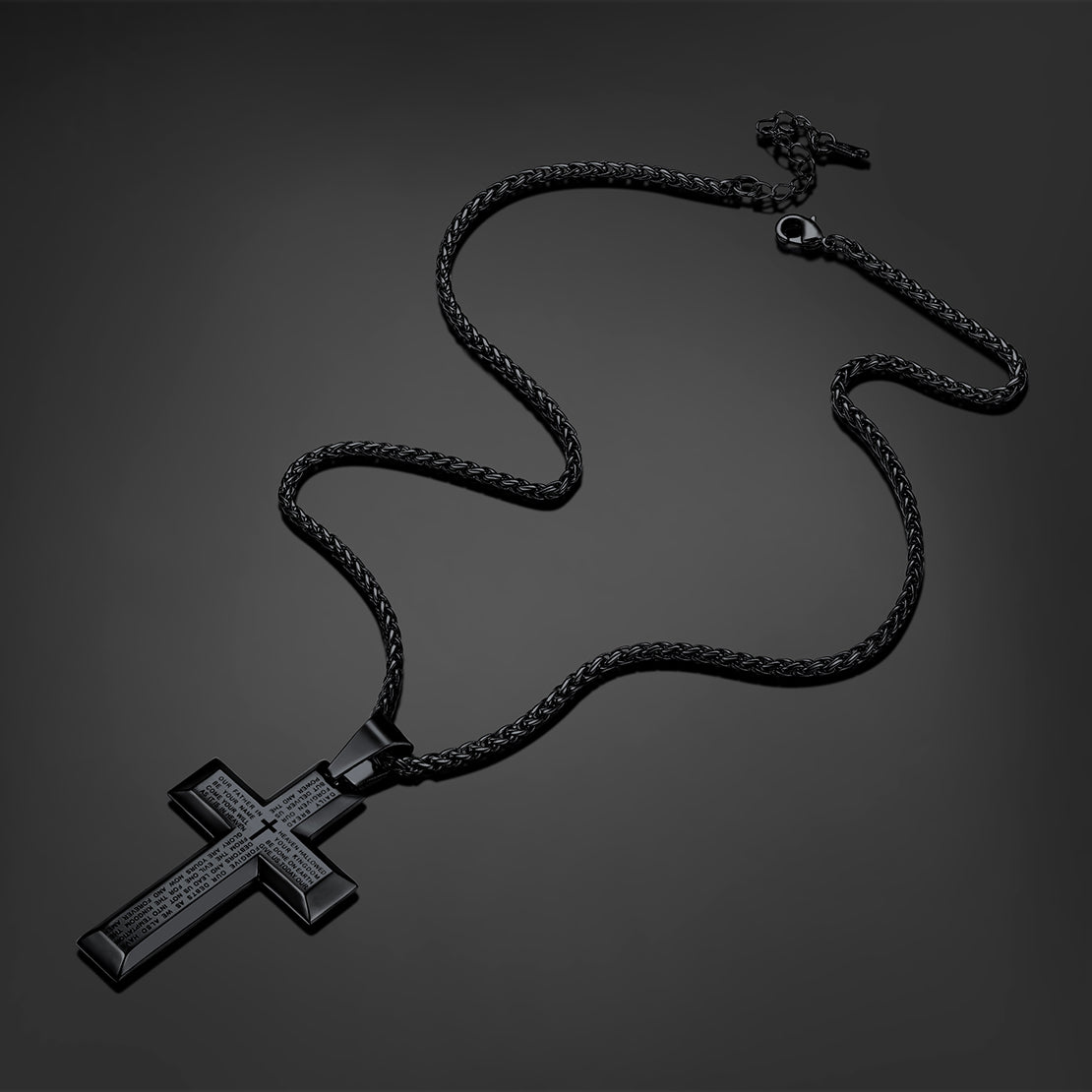 FaithHeart Christian Lord's Prayer Cross Necklace for Men FaithHeart