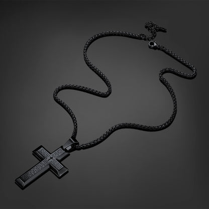 FaithHeart Christian Lord's Prayer Cross Necklace for Men FaithHeart