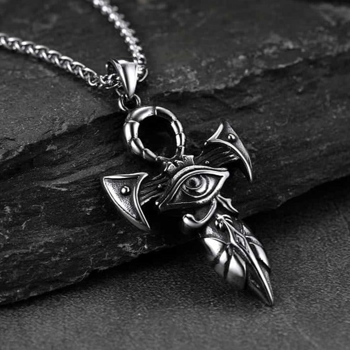 FaithHeart Egyptian Ankh Eye of Horus Necklace For Men FaithHeart