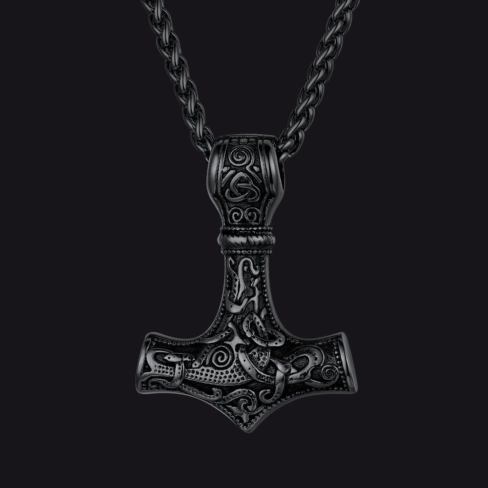 FaithHeart Viking Thor's Hammer Necklace Mjolnir Necklace for Men FaithHeart